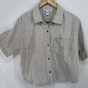 Athleta Linen Crop Top Womens M Minimalist Resort Coastal European Summer Luxury